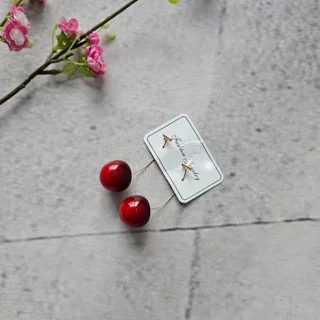گوشواره زنانه آویز مدل سوزنی طرح گیلاس